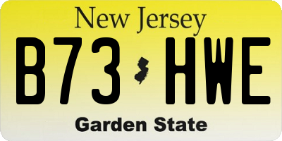 NJ license plate B73HWE