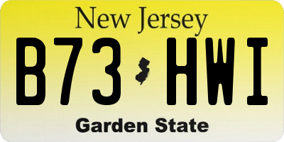 NJ license plate B73HWI