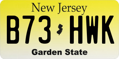 NJ license plate B73HWK