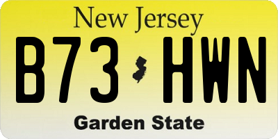 NJ license plate B73HWN
