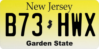 NJ license plate B73HWX