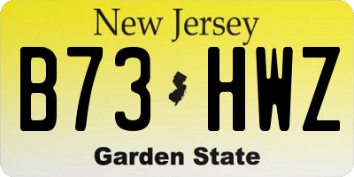 NJ license plate B73HWZ