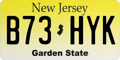 NJ license plate B73HYK