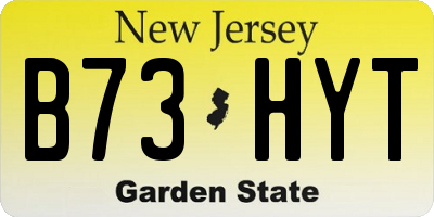 NJ license plate B73HYT
