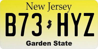 NJ license plate B73HYZ
