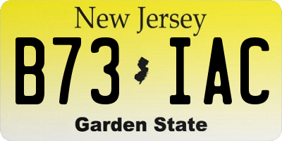 NJ license plate B73IAC