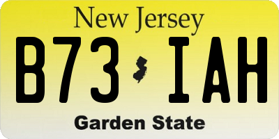 NJ license plate B73IAH