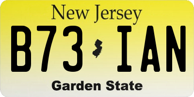 NJ license plate B73IAN