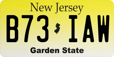 NJ license plate B73IAW