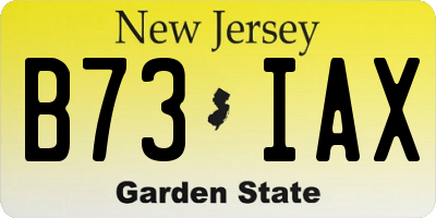 NJ license plate B73IAX