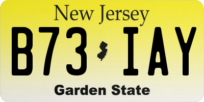 NJ license plate B73IAY
