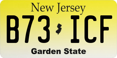 NJ license plate B73ICF