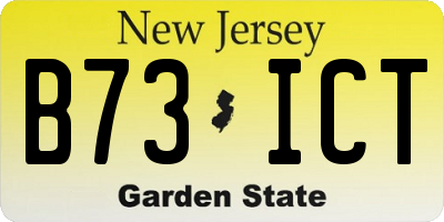 NJ license plate B73ICT