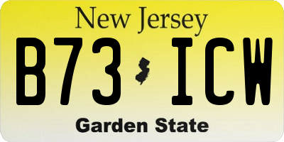 NJ license plate B73ICW