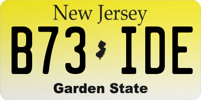 NJ license plate B73IDE
