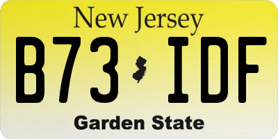NJ license plate B73IDF