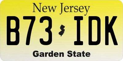 NJ license plate B73IDK