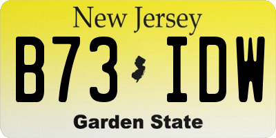 NJ license plate B73IDW