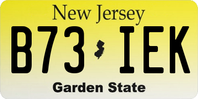 NJ license plate B73IEK