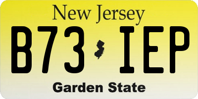 NJ license plate B73IEP