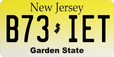 NJ license plate B73IET