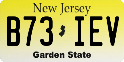 NJ license plate B73IEV