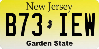 NJ license plate B73IEW