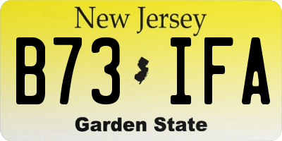 NJ license plate B73IFA