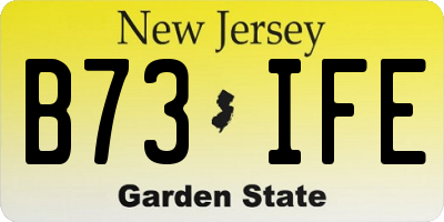 NJ license plate B73IFE