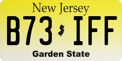 NJ license plate B73IFF