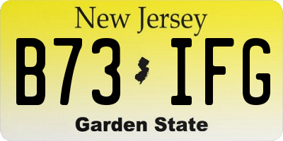 NJ license plate B73IFG