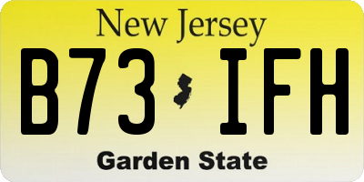 NJ license plate B73IFH