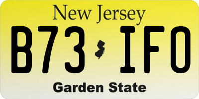 NJ license plate B73IFO