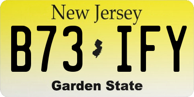 NJ license plate B73IFY