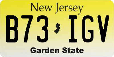 NJ license plate B73IGV