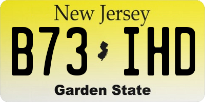 NJ license plate B73IHD