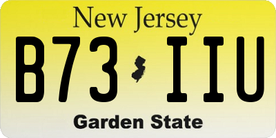 NJ license plate B73IIU