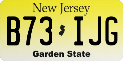 NJ license plate B73IJG