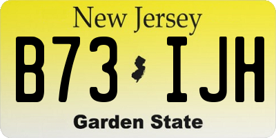 NJ license plate B73IJH