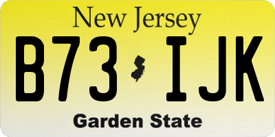 NJ license plate B73IJK