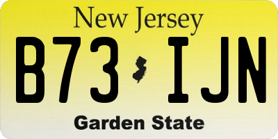 NJ license plate B73IJN
