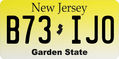 NJ license plate B73IJO