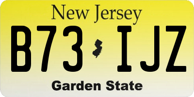 NJ license plate B73IJZ