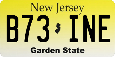 NJ license plate B73INE