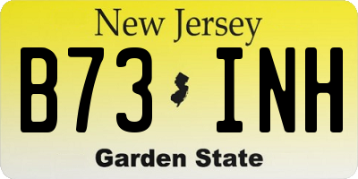 NJ license plate B73INH