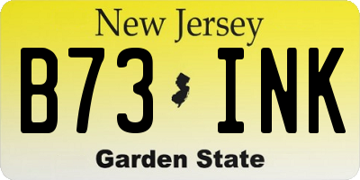 NJ license plate B73INK