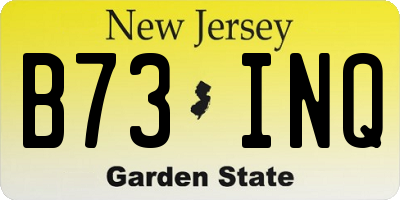 NJ license plate B73INQ