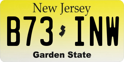 NJ license plate B73INW