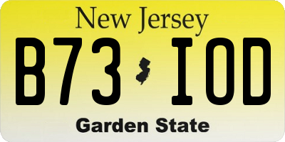 NJ license plate B73IOD