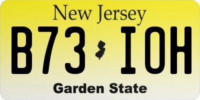 NJ license plate B73IOH